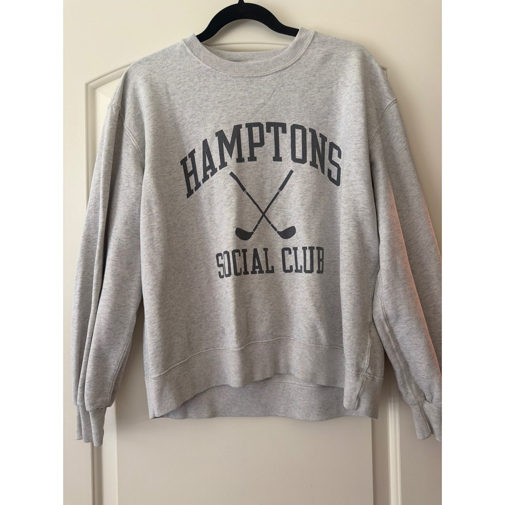 Abercrombie & Fitch Womens Hamptons Social Club Graphic Sweatshirt Gray Medium